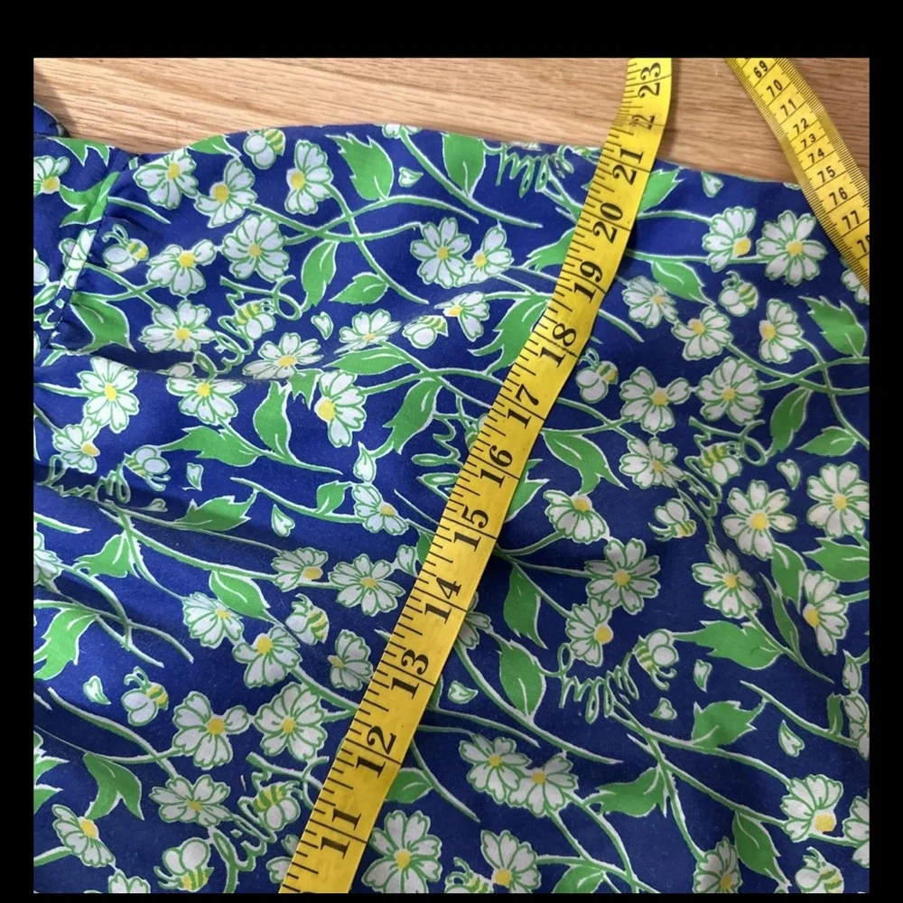 Vintage Lilly Pulitzer Floral Blue and Green strapless Dress 12 - Picture 10 of 11